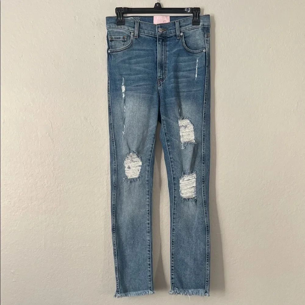 Like New! REVICE Uptown High Rise Distressed Raw Hem Jeans in Size 27
